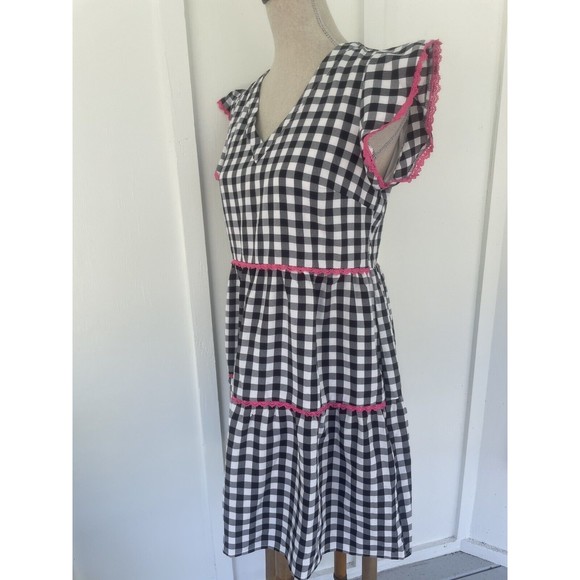 NWT Andree by Unit Black White Check Tiered Dress Small - Picture 5 of 14